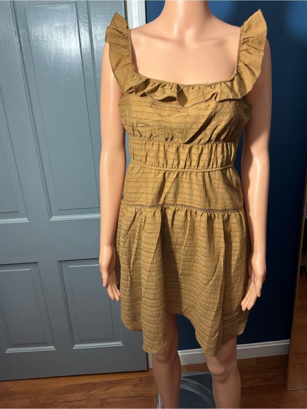 wild fable Ruffle-Trim Sundress in Mustard Yellow